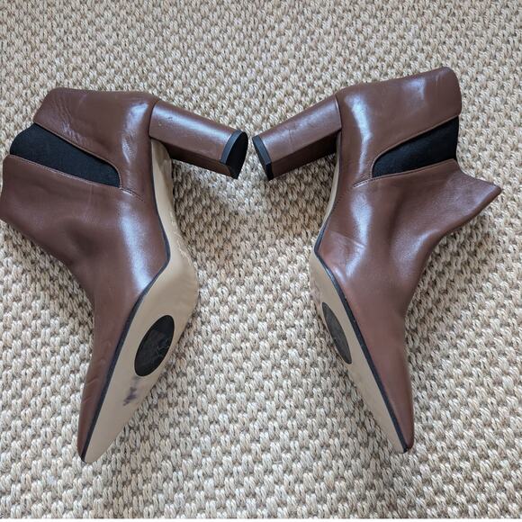 AMALFI By Rangoni Isole Brown Leather Chelsea Block Heel Ankle Boots Size 12.5 M - Picture 5 of 9